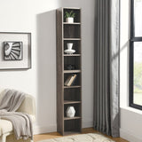 8-Tier Media Tower Rack, CD DVD Slim Storage Cabinet with Adjustable Shelves, Tall Narrow Bookcase W1781P182841