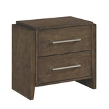 Transitional Dark Walnut Finish Two Drawers Nightstand 1pc Wooden Bedroom Furniture Solid Rubberwood B011P332262