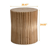 ZUN Retro Fashion Style Cylindrical Side Table with Vertical Texture Relief Design,Suitable for Living W757102860