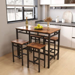 ZUN Bar table set 5PC Dinging table set with high stools, structural strengthening, industrial style. W1162126311