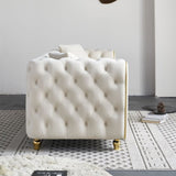 86'' W Luxury Modern Tufted Sofa with 2pcs of toss pillows for Living Room ,Bedroom,Beige Color W579P303655