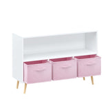 Kids bookcase with Collapsible Fabric Drawers, Children's Book Display, Toy Storage Cabinet 00040385