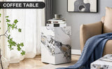 ZUN Modern white MDF + sticker material, cube fashion texture design coffee table, suitable for various W1151P194280