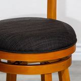 30" Bar Height Slat Back Swivel Stool, Natural Finish, Charcoal Fabric Seat B04660695