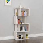 ZUN 4 Tier Storage Shelf S Shaped Bookcase, Multifunctional Wooden Display Decor Furniture, Free 04557245