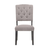 Set of 2 Side Chairs with Fabric Padded Seat and Back, Beige and Weathered Gray Oak B016P314612