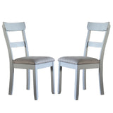 Set of 2 Dining Chairs with Two Tone Gray Upholstered Seat Cushion, Pearl Gray B016P324703