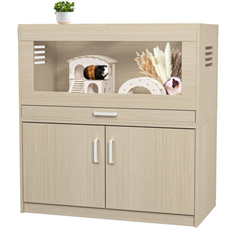 ZUN Hamster Cage,Rat Cage Wood with Independent Storage Cabinet,House for Chinchilla with Guinea Pig W1850P168639