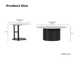 Coffee Table Set of 3, Modern Nesting Tables with Faux Marble Top and Metal Legs, Round 66759976