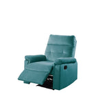 ZUN Luxurious Velvet Teal Blue Color Motion Recliner Chair 1pc Couch Manual Motion Plush Armrest Tufted B011P163885