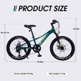 ZUN Mountain Bike for Girls and Boys Mountain 20 inch 7-Speed bike 15039137