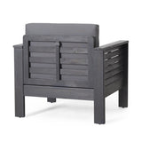 Outdoor Acacia Wood Club Chairs with Cushions, Dark Gray, 27.75"D x 32"W x 27.75"H 70692.00DGRY