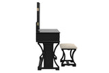 Unique Modern Bedroom Vanity w Stool Foldable Mirror Drawers Black Color MDF Veneer 1pc Vanity B011P354536