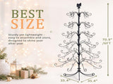 6ft Black PVC Metal Artificial Christmas Tree with Bow Topper, No Extra Ornaments, Daily Decor Tree 72992353