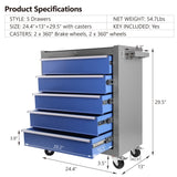 ZUN 5 Drawers Rolling Tool Chest with Wheels, Portable Rolling Tool Box on Wheels, Tool Chest Organizer 68011952