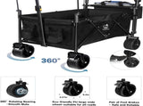 Collapsible Wagon Heavy Duty Folding Wagon Cart with Removable Canopy, 4" Wide Large All Terrain 78632388