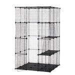 ZUN 3-Tier Wire Cat Cage, Large Kennels Playpen with 3 Platforms, 3 Ramp Ladders and 4 Doors, Black W2181P155328