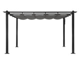 143.1" x 101.4" Retractable Canopy Metal Pergola, Heavy Duty Powder Coated Iron Frame Patio Pergola 55945350