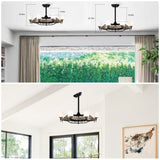 ZUN Dia 33 inch Chandelier Ceiling Fan for Bedroom Dining Room Living Room Kitchen Farmhouse Entry,Matte W1592P153047