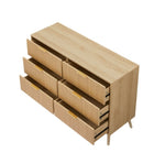 ZUN Bedroom Dresser, 6 Double Dressers with Wavy Drawers, Wooden Chest of Drawers for Children's Room, W1162P190403