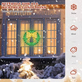 24in Pre-lit Outdoor Christmas Wreath Decoration, Lighted Metal Wreath with Golden Bow, Green and 30783060