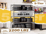 5-Tier Heavy Duty Garage Shelving Unit, 2200 LBS Total Load Capacity Boltless Storage Rack 95335004