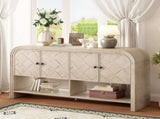 U_Style Versatile console table with Woven Wood Slats and Solid Wood Veneer,Suitable for Entryway, N711P269058O