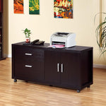 ZUN Office File Credenza, Work Office Printer Cabinet with Storage Drawers and File Cabinet, Red Cocoa B107130804