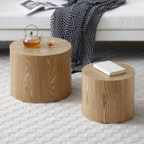 ZUN Round Coffee Table Set of 2, Nesting Coffee Tables for MDF with veneer .for living W1117P193716