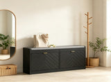 Upholstered Entry Way Bench, Narrow Storage Bench, 2 Flip Drawers, 2 Vents for 8 Pairs of Shoes 80689310