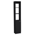 ZUN Linen Cabinet, 1 Door, 6 Shelves, Black B097P199754