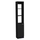 ZUN Linen Cabinet, 1 Door, 6 Shelves, Black B097P199754