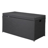 ZUN Simple And Practical Outdoor Ratton Deck Box Storage Box Black Four-Wire 93424533