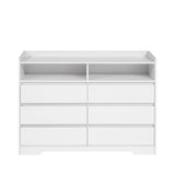 ZUN 6 Drawer Dresser, White Dresser for Bedroom LED Lights, Modern Dressers & Chests of Drawers 26843851