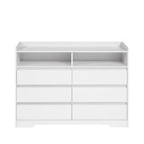 ZUN 6 Drawer Dresser, White Dresser for Bedroom LED Lights, Modern Dressers & Chests of Drawers W132166406