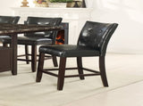 Modern Counter Height Chairs Black Faux Leather Tufted Set of 2 High Chairs Dining Seating B011130016