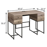 ZUN Rustic Oak and Black 4-drawer Writing Desk B062P184568