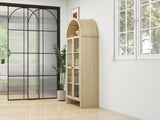 70.28" Tall Arched Kitchen Pantry, Modern Farmhouse Wood Kitchen Storage Cabinets ,Arched Storage W688P204446