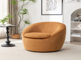 Winnie Modern Teddy Fabric Barrel Chair, 360&deg Swivel, Yellow T2574P281445