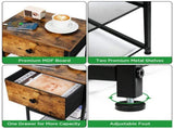 Modern Nightstand with 2 Storage Shelves & Charging Station, Rustic Brown 10687987