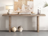 Uniquely Designed Oak Veneer Console Table with Distinctive Side Shapes, Suitable for N711P241282A