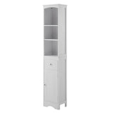 ZUN Tall Bathroom Cabinet, Freestanding Storage Cabinet with Drawer, MDF Board, Adjustable Shelf, White WF289423AAK