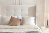 Peyton Upholstered Queen Bed / 54" High Headboard / Traditional Hand Buttoned Tufting / Nailhead B083P152026