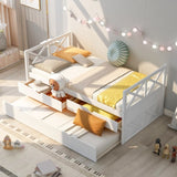 ZUN Multi-Functional Daybed with Drawers and Trundle, White 20553190
