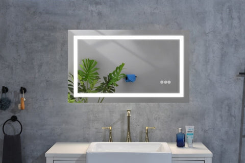 ZUN LED Bathroom Mirror 40 "x 22" with Front and Backlight, Large Dimmable Wall Mirrors with Anti-Fog, W928P177823