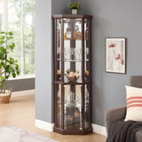 Lighted Corner Curio Cabinet - Elegant Glass Display Case Living Room & Bar Storage - Perfect W1758P294618