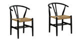 Mid-Century Modern Set of 2pc Side Chairs Rubberwood Black Curved Backrest Dining Room Furniture B2741P312732