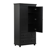 ZUN Tall Storage Cabinet with Three Drawers for Bathroom/Office, Black N725P183256B