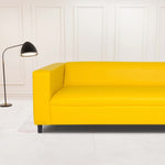 ZUN Yellow Faux Leather Sofa, Modern 3-Seater Sofas Couches for Living Room, Bedroom, Office, and B124142424