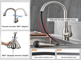 Single Handle High Arc Brushed Nickel Pull Out Kitchen Sink Faucet with 4 Spraying Modes,Single 26405132